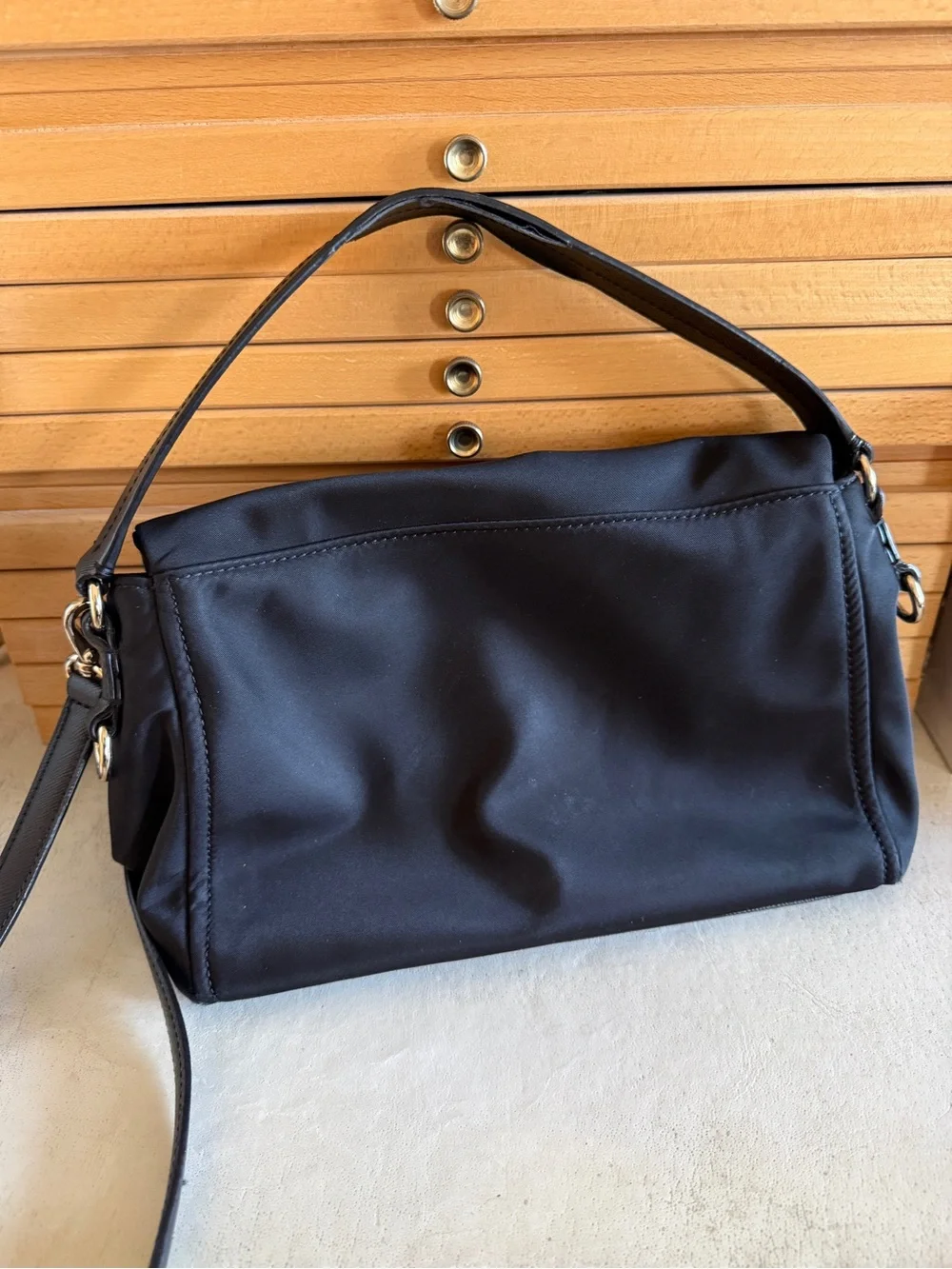 Kate Spade New York Black Nylon Crossbody Shoulder Bag Convertible Purse